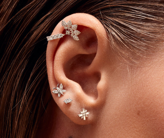 Gold and diamonds Star Hoop Piercing – Djula.fr
