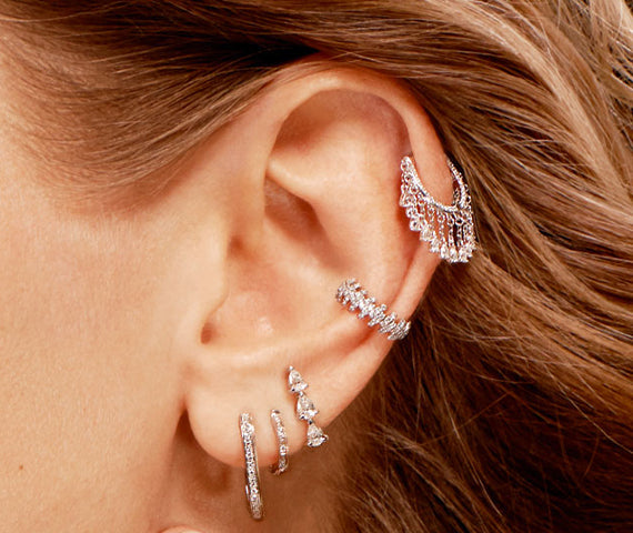 Gold and diamond 4 diamond bar piercing – Djula.fr