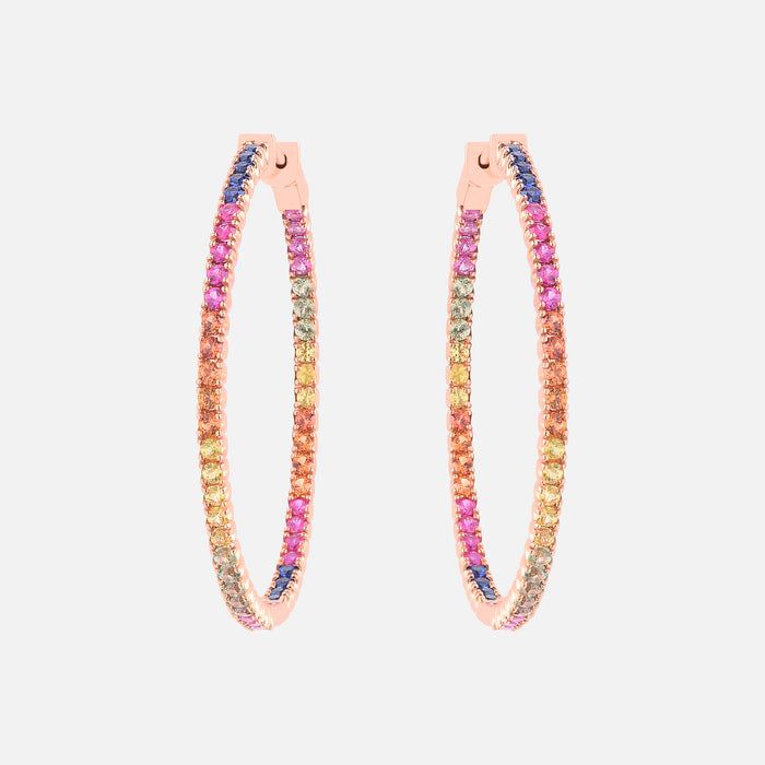 Colored sapphires and diamond hoops