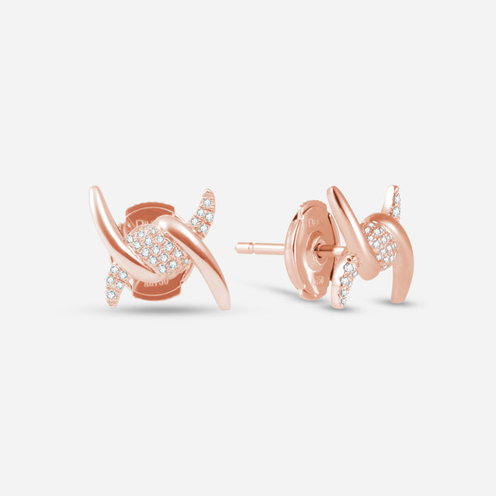 Barbelé Half Paved Earring Studs