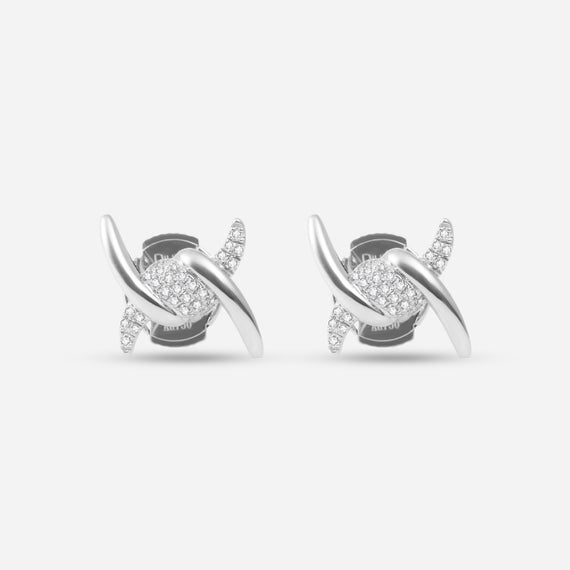 Barbelé Half Paved Earring Studs