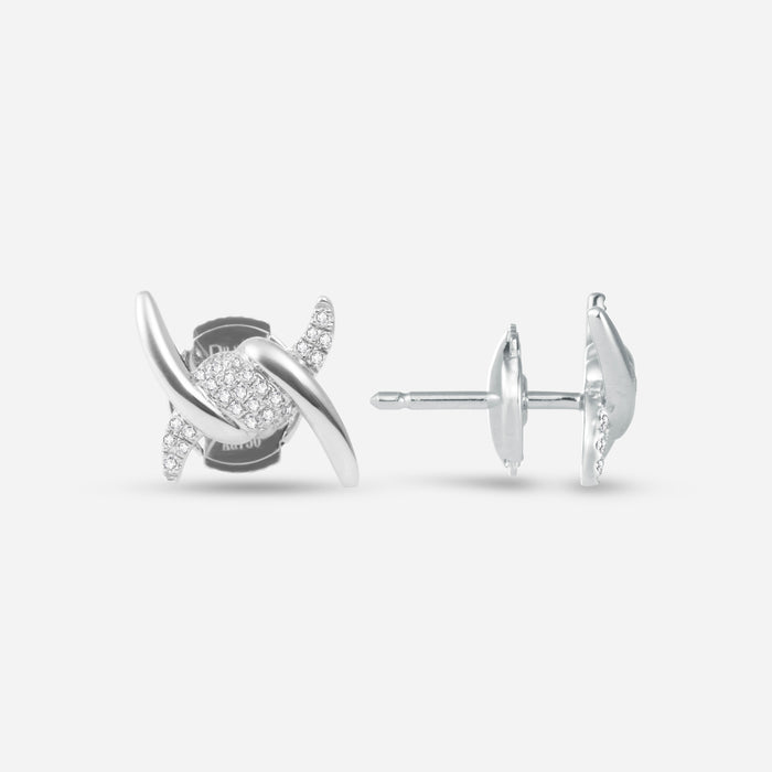 Barbelé Half Paved Earring Studs