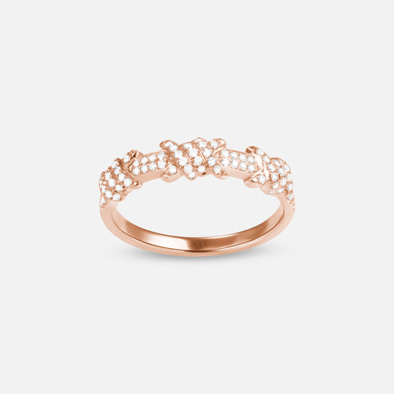 Barbelé bague triple pavée grand modèle