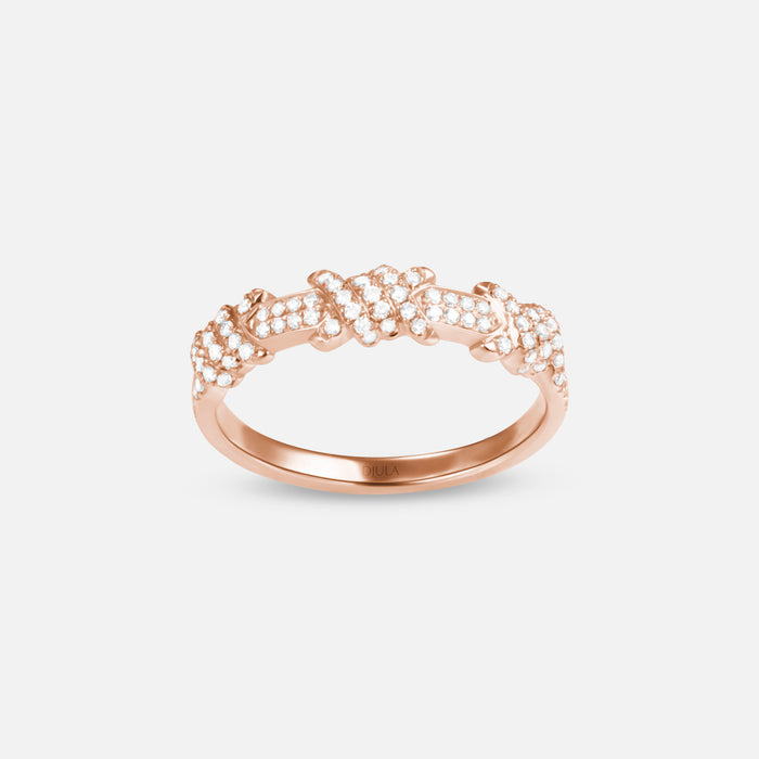 Barbelé bague triple pavée grand modèle