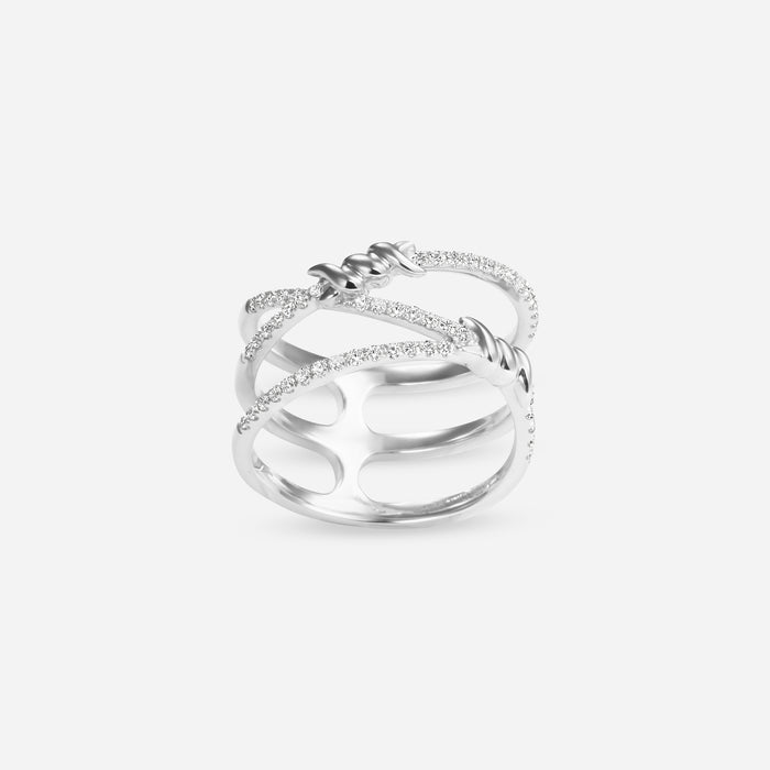 Barbelé Interlaced Half Paved Ring