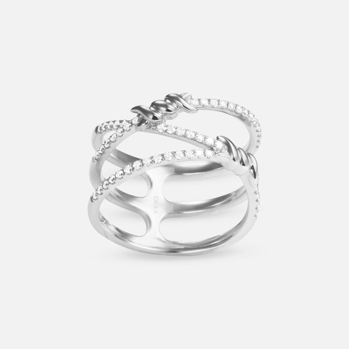 Barbelé Interlaced Half Paved Ring