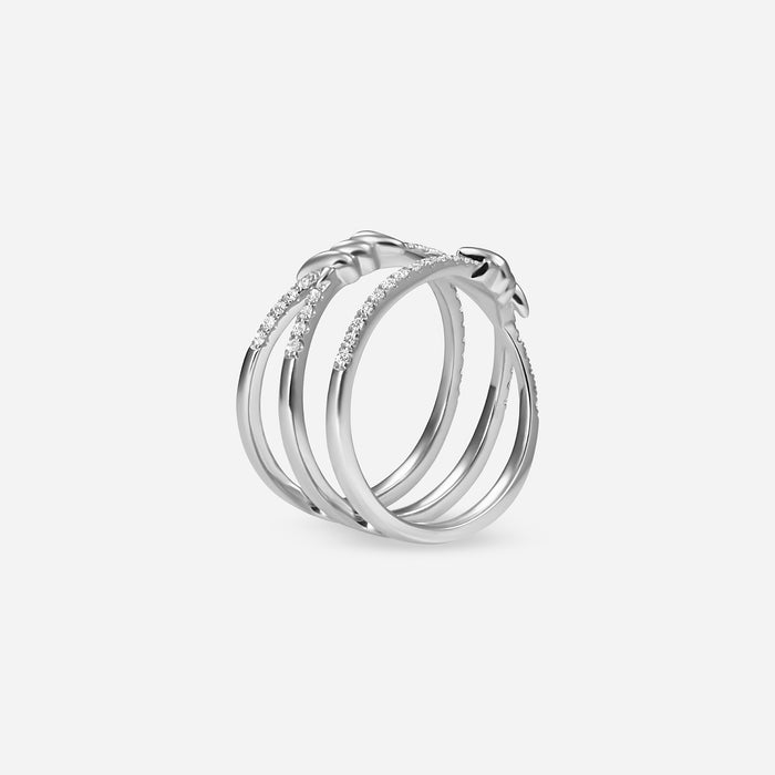 Barbelé Interlaced Half Paved Ring