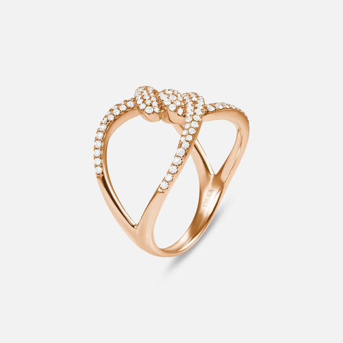 Bague Twist Barbelé Pavée