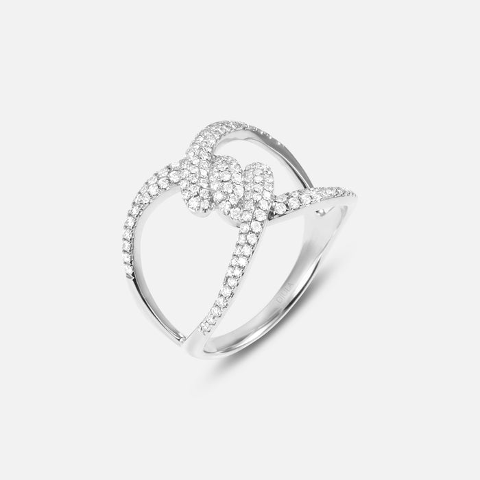 Bague Twist Barbelé Pavée