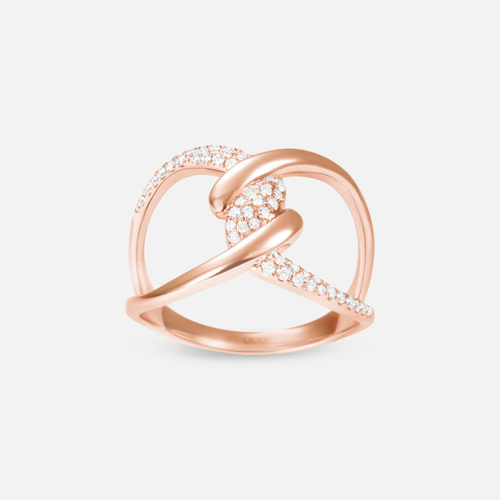 Barbelé Twist Half Paved Ring