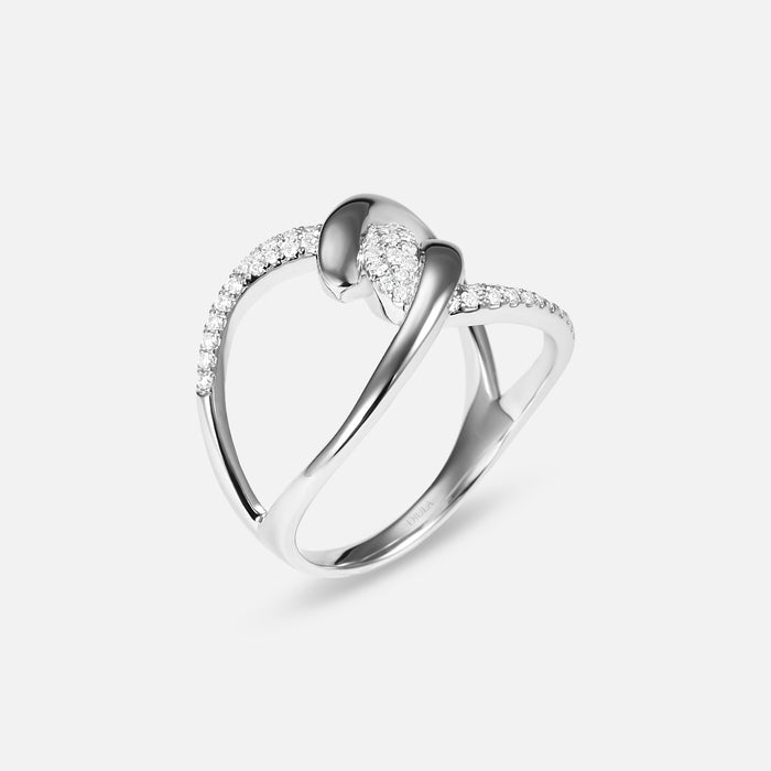 Barbelé Twist Half Paved Ring