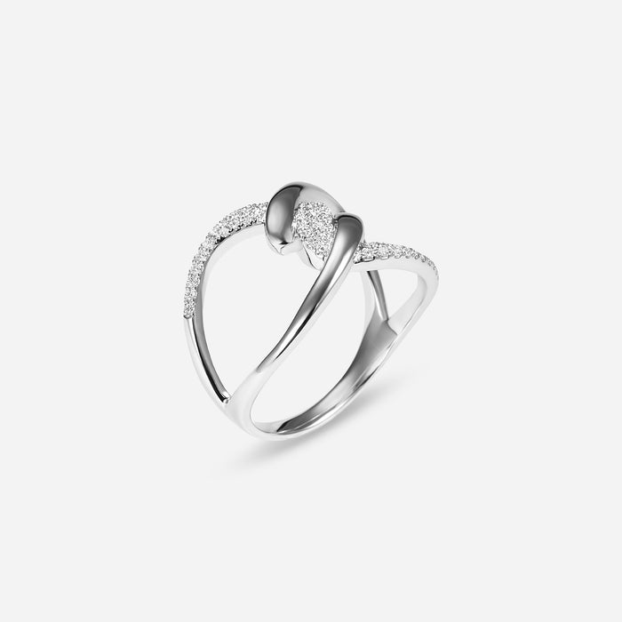 Barbelé Twist Half Paved Ring