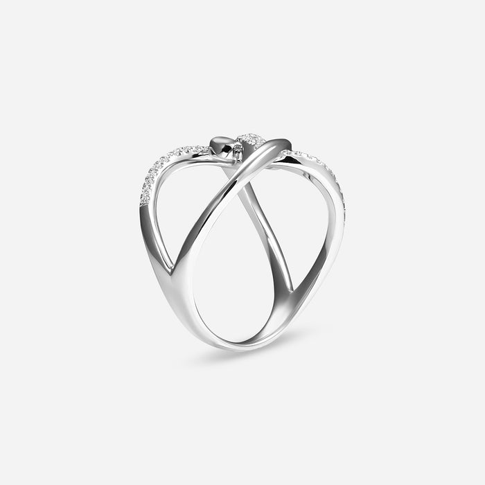 Barbelé Twist Half Paved Ring