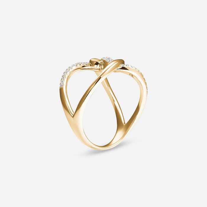 Barbelé Twist Half Paved Ring