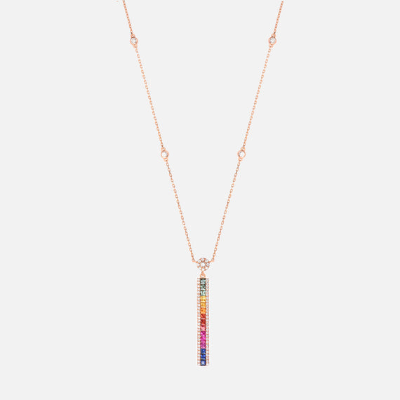 Colored sapphires bar necklace