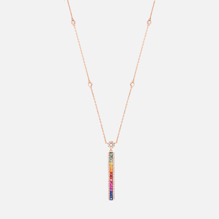 Collier barre saphirs de couleurs