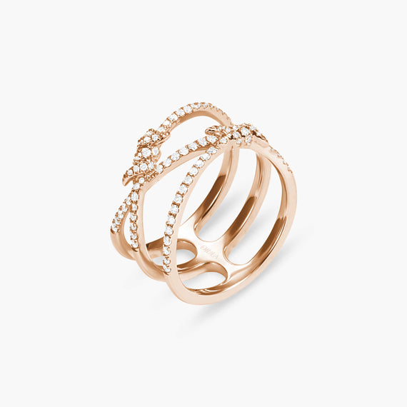 Barbelé Interlaced Paved Ring