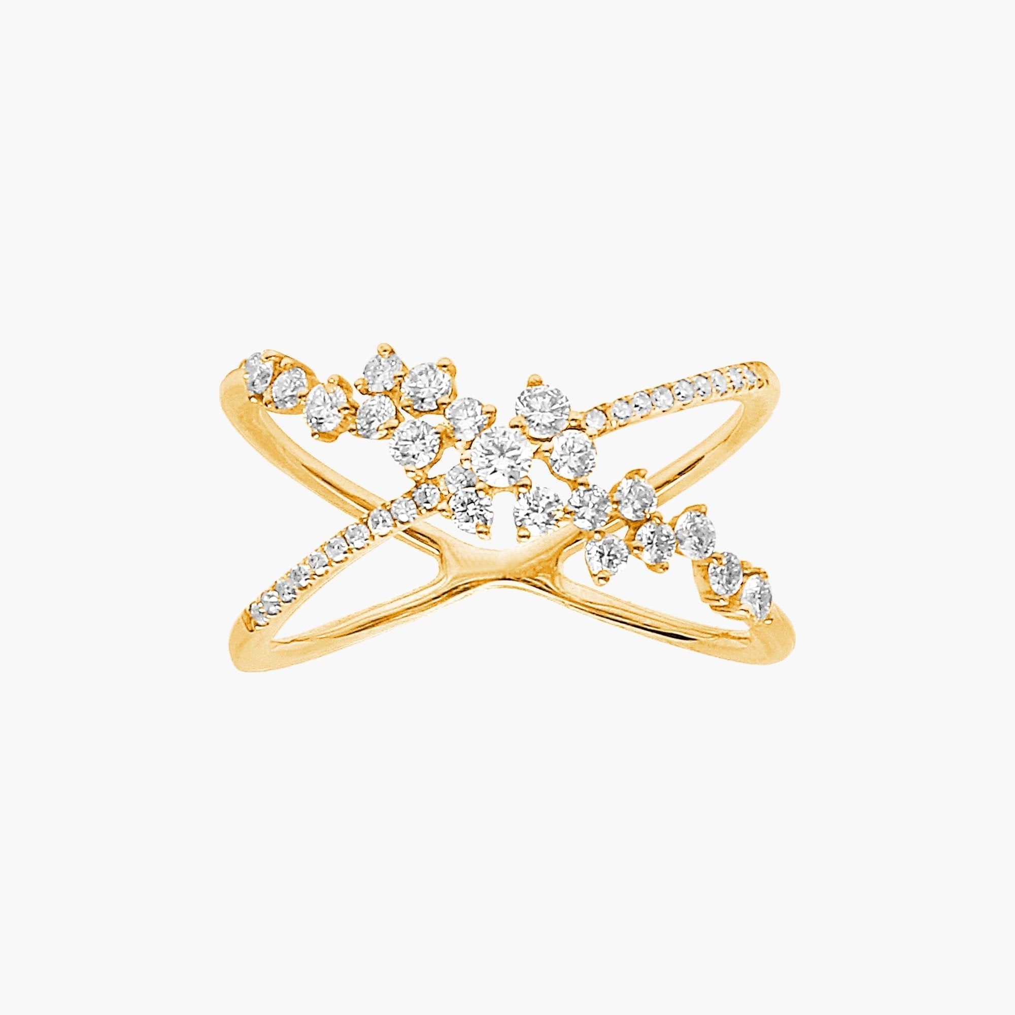 Gold and Diamond Crossed Fairy tale Ring – Djula.fr