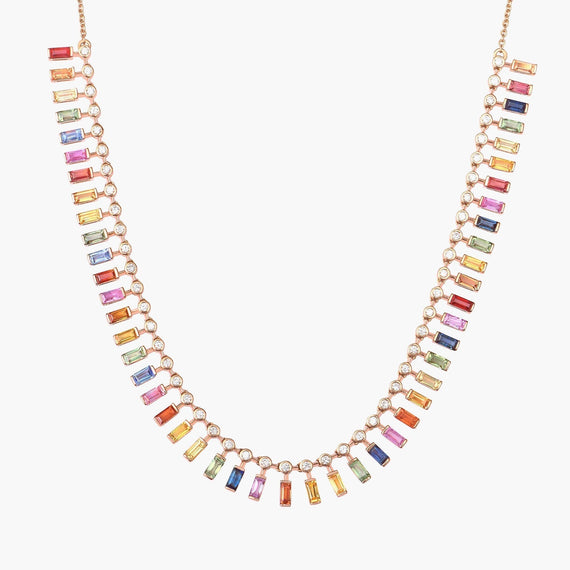 Colored sapphires baguette necklace