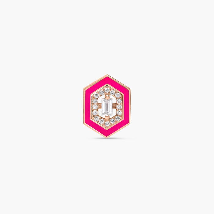 Hot Pink Hexagonal Art Deco  Diamond Single