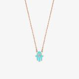 Blue Enamel Hand Necklace