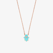 Blue Enamel Hand Necklace