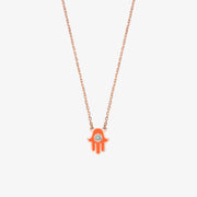 Coral Enamel Hand Necklace