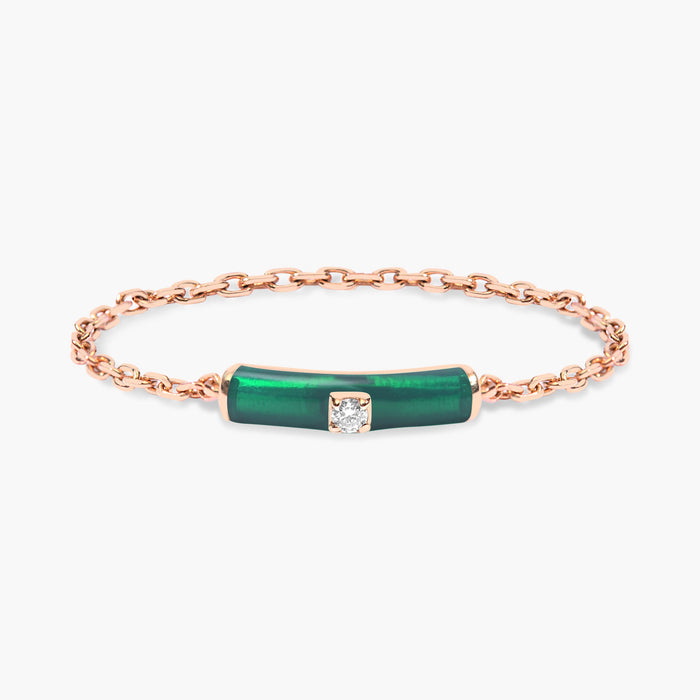 Emerald Enamel Chain Ring