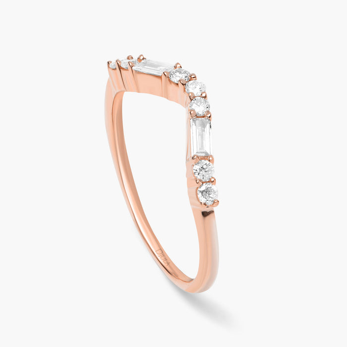 V Baguette Diamond Ring