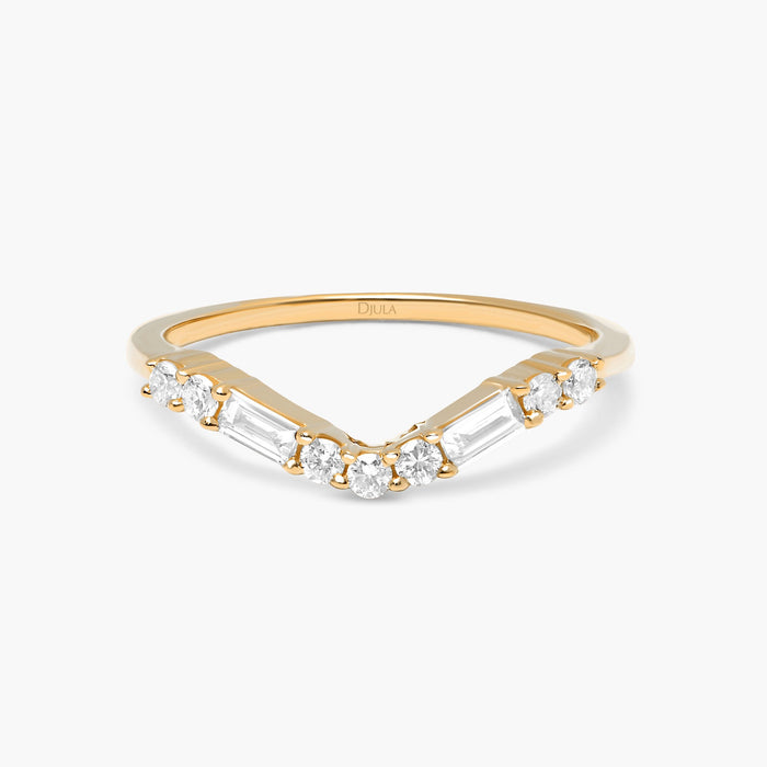 V Baguette Diamond Ring