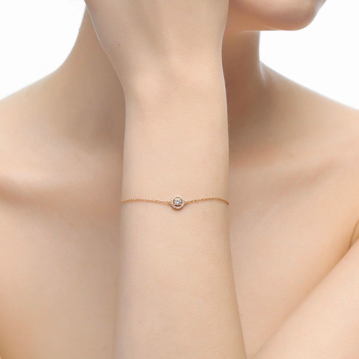 Bracelet chaîne diamant rond pavé