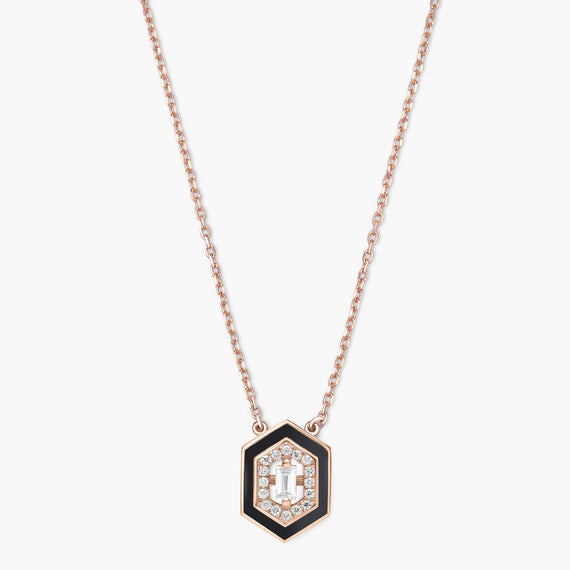 Collier Hexagone Art Deco Diamants Noir