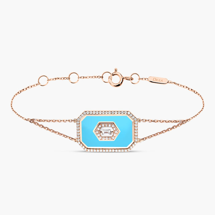 Aqua Blue Art Deco  Diamond Bracelet