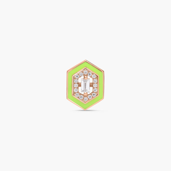 Single Hexagone Art Deco Diamants Jaune Fluo
