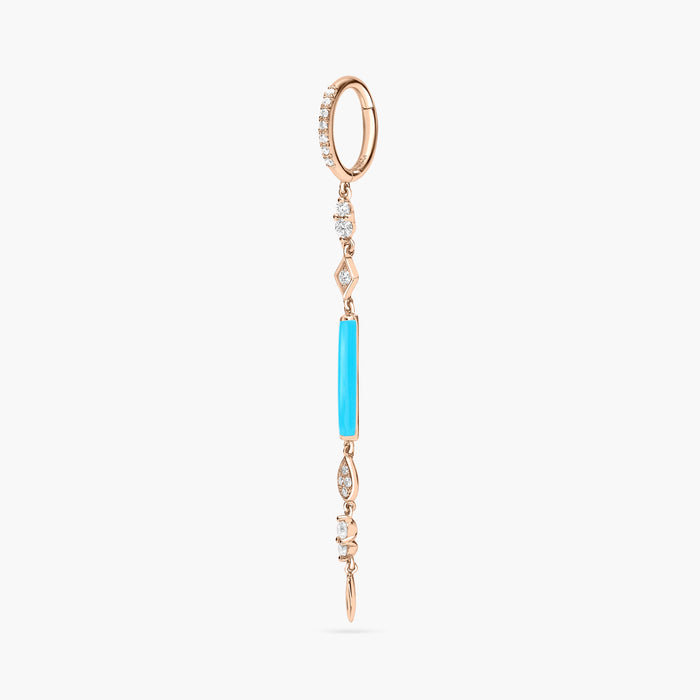 Aqua Blue Art Deco Diamond Long Earing Single