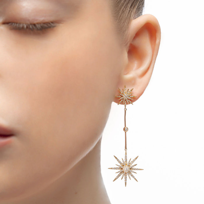 Longues Boucles d'Oreilles Soleil