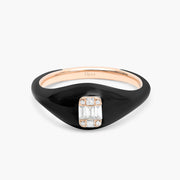 Black Square Baguette Diamond Ring