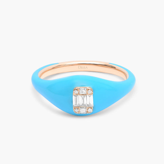 Blue Square Baguette Diamond Ring