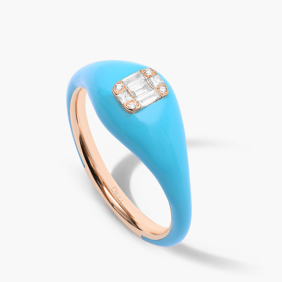 Blue Square Baguette Diamond Ring