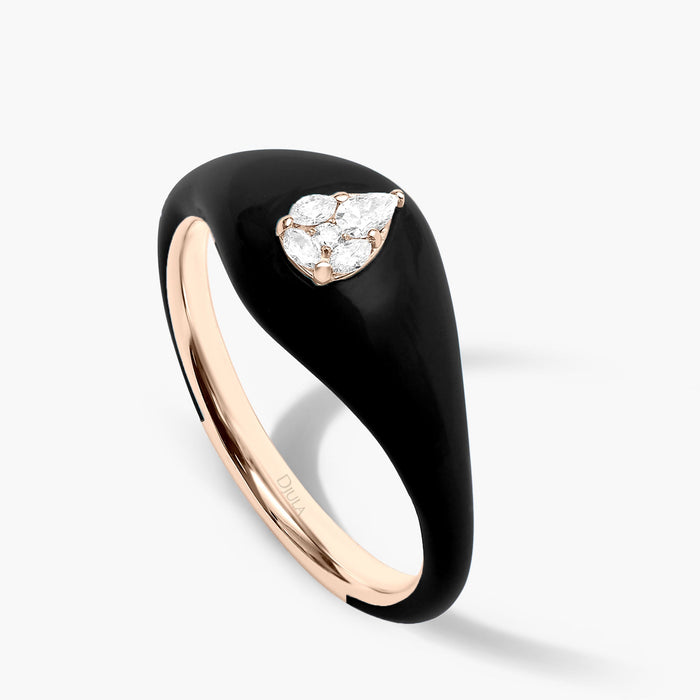 Black Pear Baguette Diamond Ring