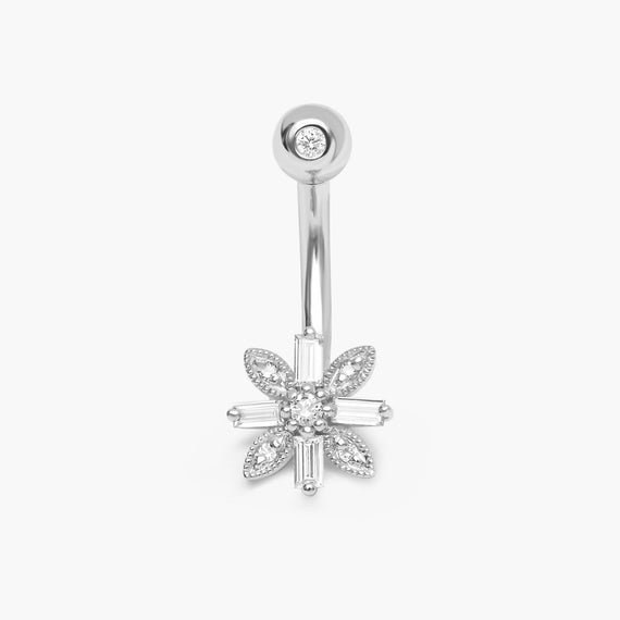 Flower Diamond Navel Piercing