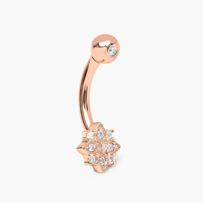 Graphic Flower Diamond Navel Piercing