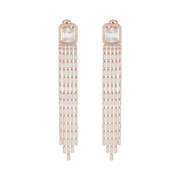 Boucles d'Oreilles Pendantes Cascade Baguette Diamants