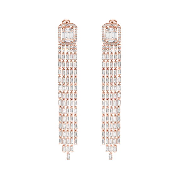 Baguette Cascade  Hanging Earrings