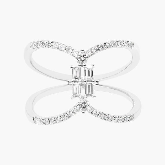 Beverly Hills Crossed Diamond Ring