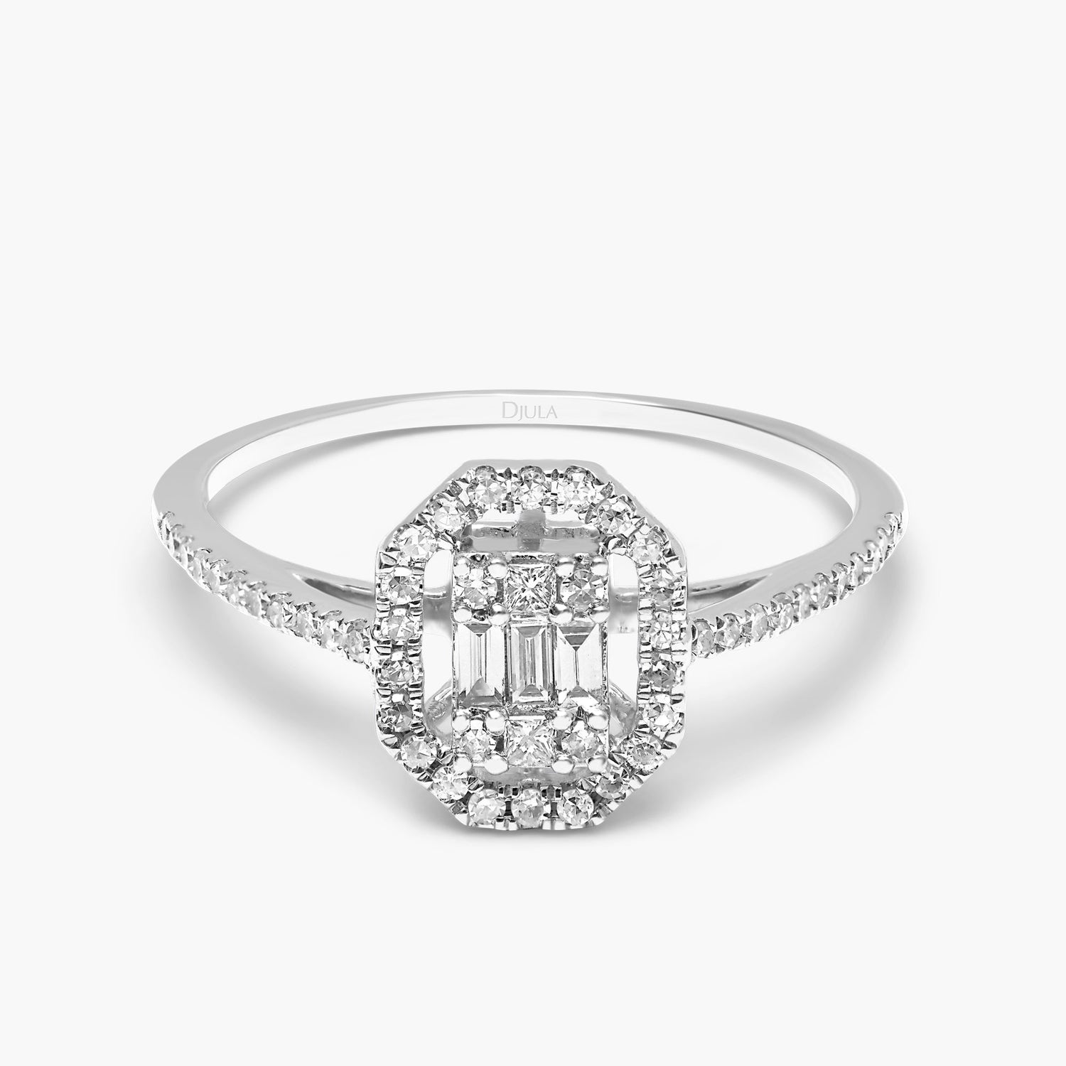 White Gold Diamond Square Cluster Ring - 14k Princess .64ctw Engagement -  Wilson Brothers Jewelry